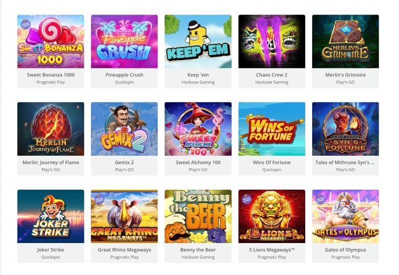 Sélection de jeux populaires sur Banzai Casino — Sweet Bonanza, Gates of Olympus, Great Rhino Megaways